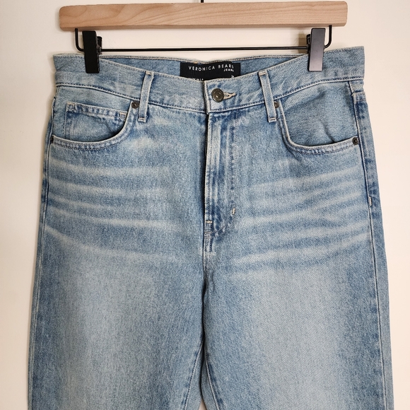 Veronica Beard Dylan Full Length High-rise Straight Step Hem Blue Jeans Size 28 - Picture 7 of 14